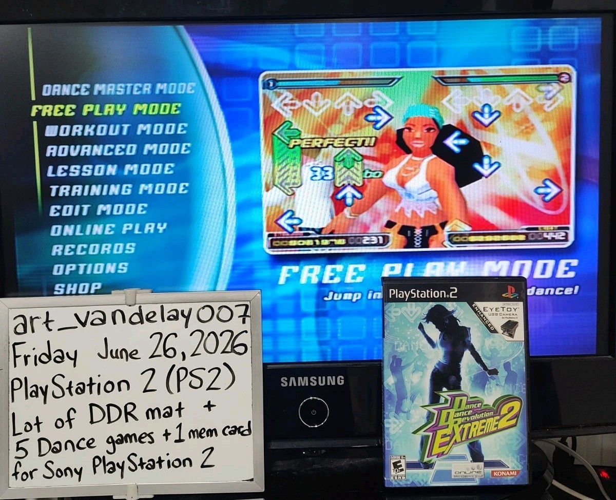 Dance Dance Revolution Mat + 5 Game Bundle For PlayStation 2 *VGC* CIB* Tested!