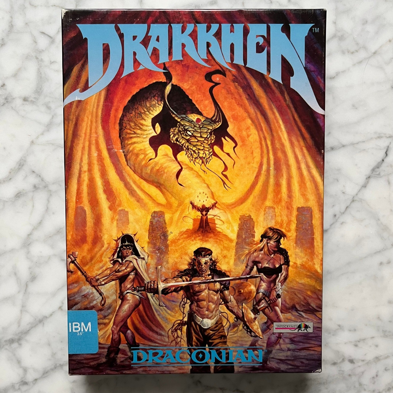 Drakkhen NOS (1990) IBM PC DOS Big Box RPG Draconian Complete w/ Sealed Piece
