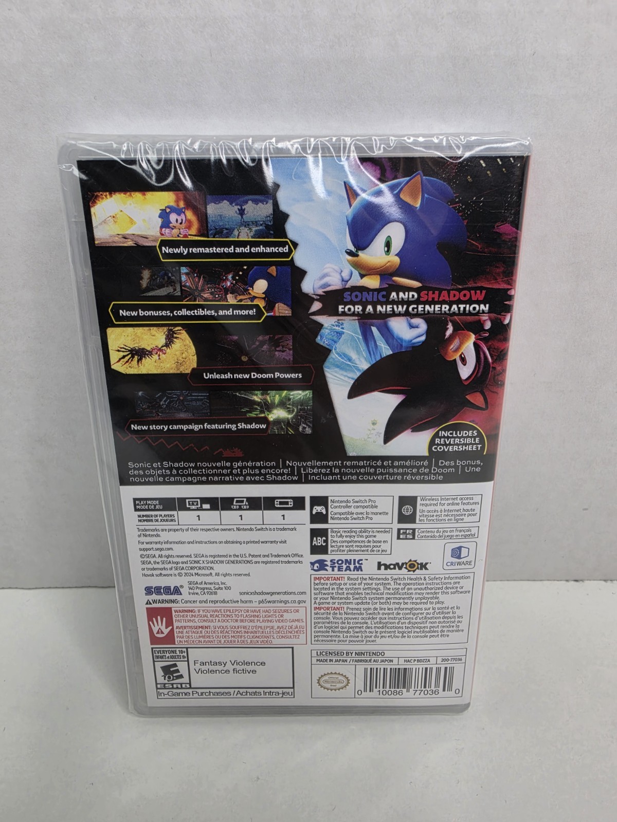 Sonic X Shadow Generations Day One Edition Nintendo Switch NEW Sealed