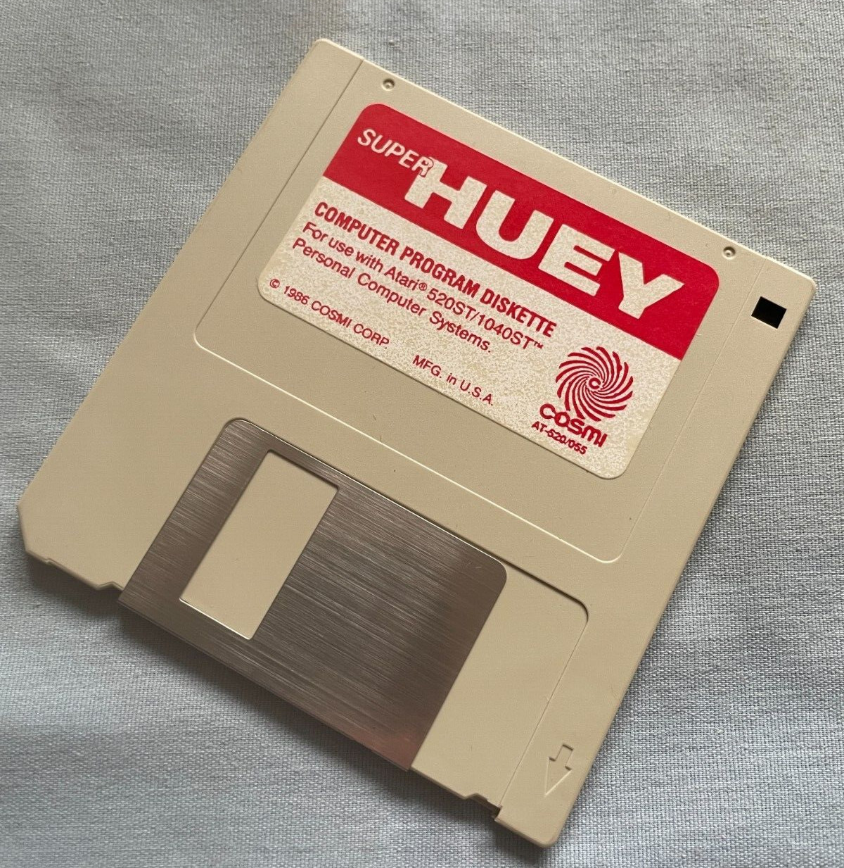 SUPER HUEY – 1986 Atari ST Computer Cosmi Video Game 3.5″ Floppy Disk – UNTESTED