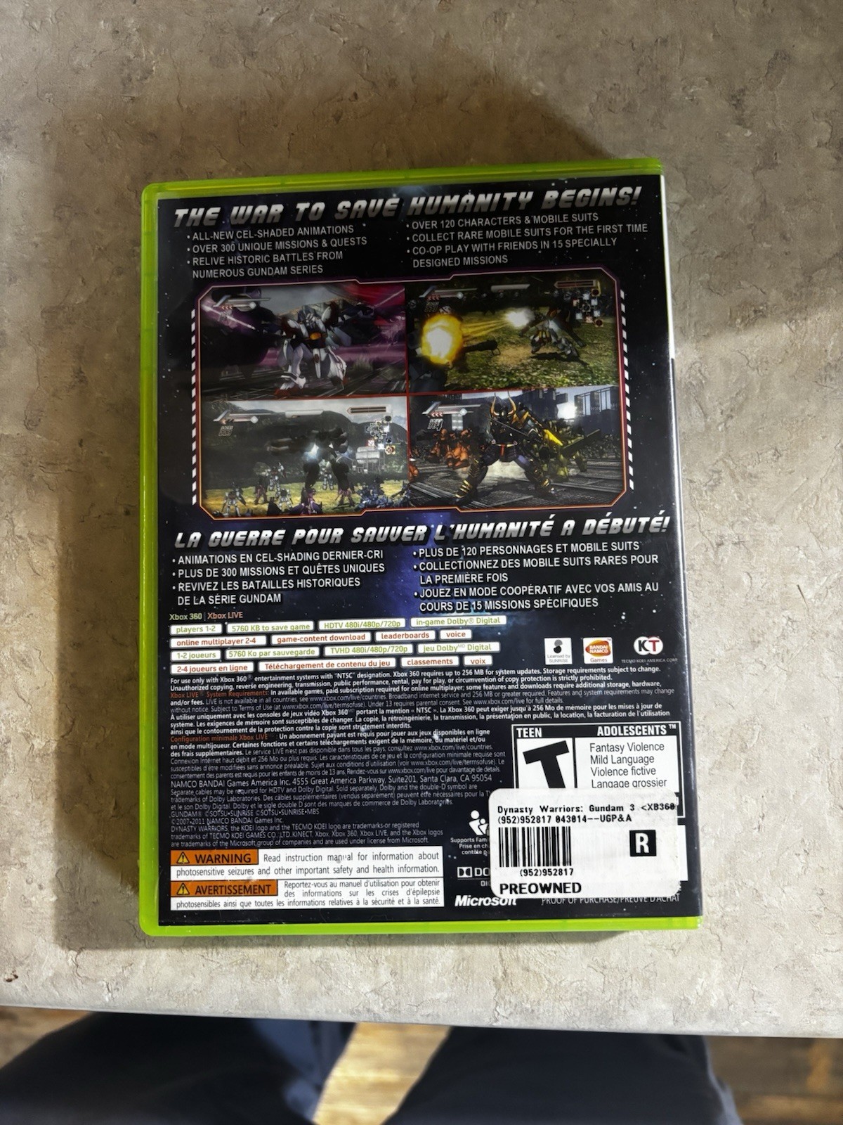 Dynasty Warriors: Gundam 3 (Microsoft Xbox 360, 2011)