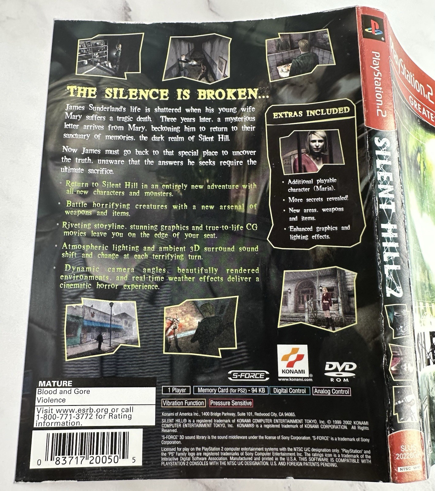 Silent Hill 2 – Greatest Hits (Sony PlayStation 2, 2002) Game & Case – Tested