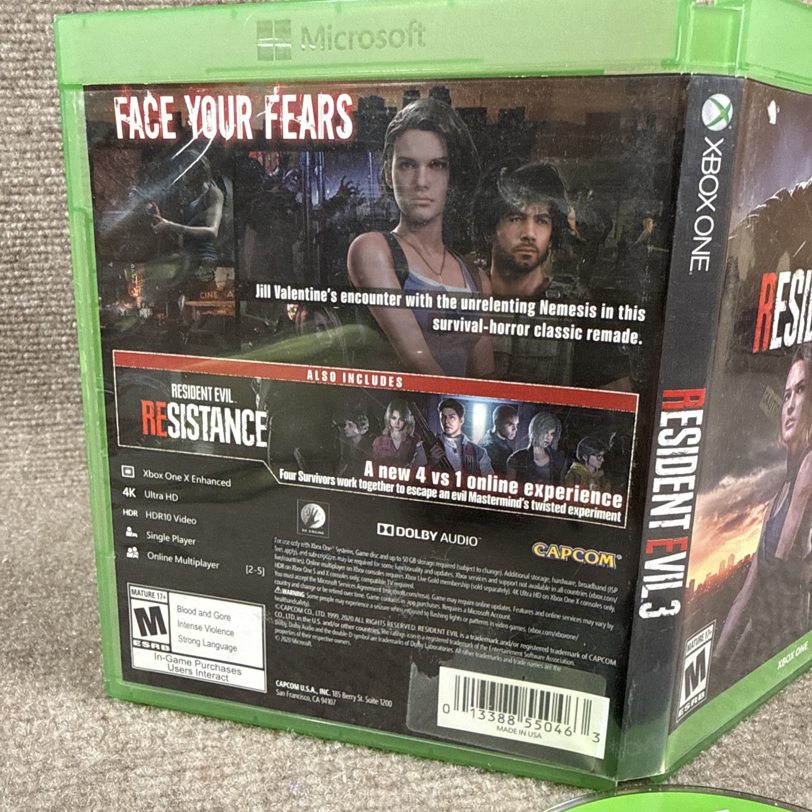 Resident Evil 3 Remake Xbox One Zombie Apocalypse 4v1 Game Ultra HD Adult Owned