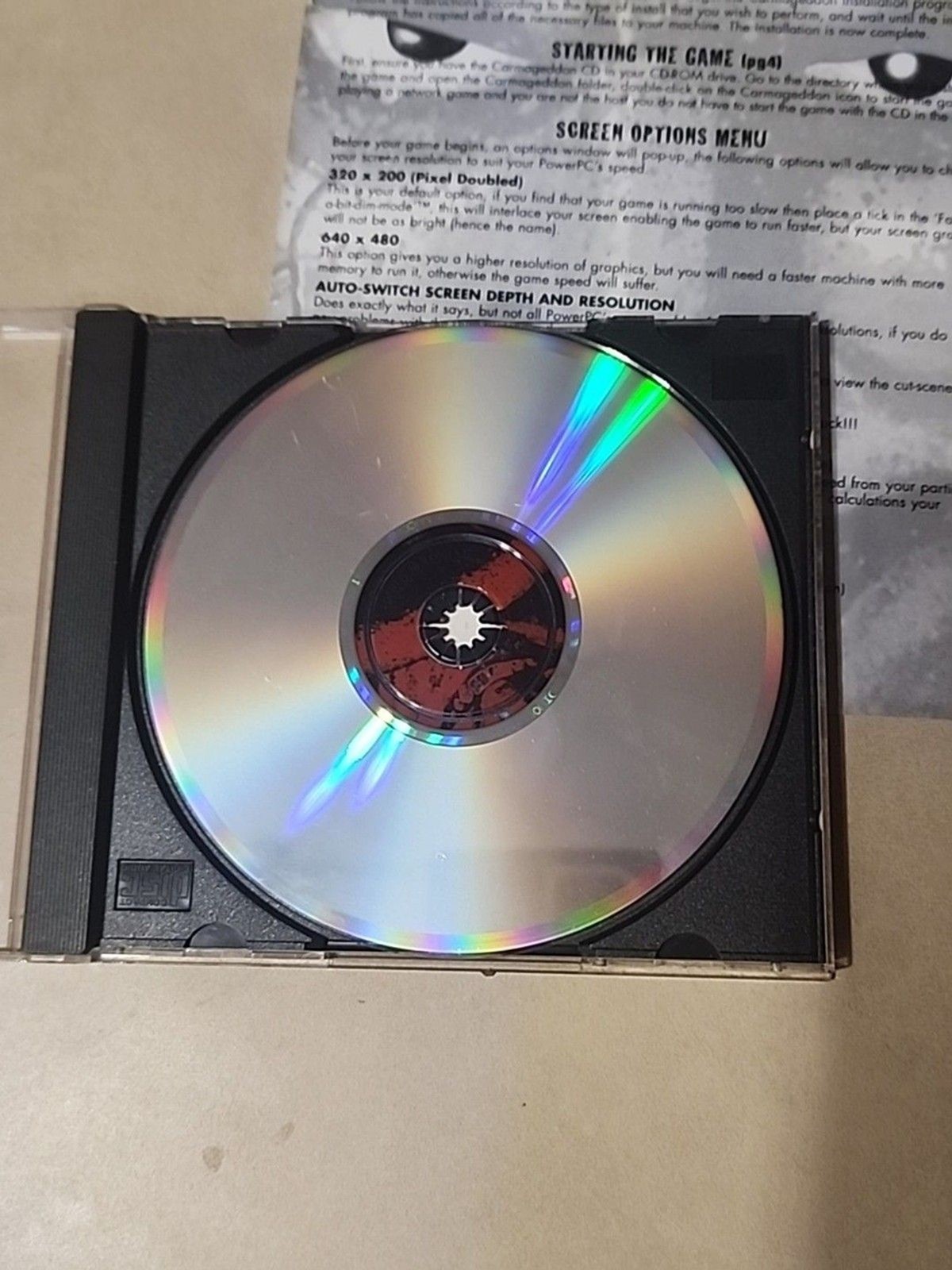 Vintage Carmageddon Mac CD‑ROM (1997 SCI) – Driving Combat Racing Game – Tested